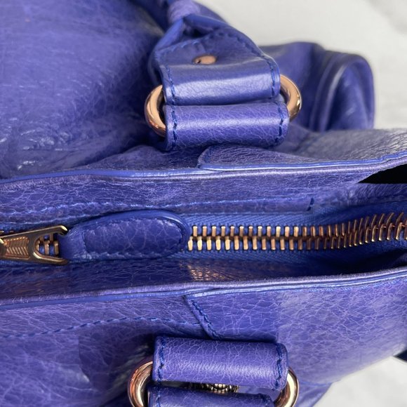 Authentic Balenciaga Motocross Classic City Bag in Purple with Rose Gold hardwar - Picture 6 of 16